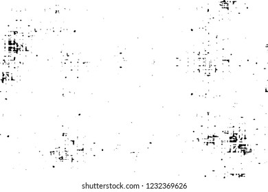 Grunge overlay layer. Abstract black and white vector background. Monochrome vintage surface with dirty pattern in cracks, spots, dots. Old wall