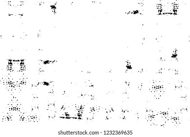 Grunge overlay layer. Abstract black and white vector background. Monochrome vintage surface with dirty pattern in cracks, spots, dots. Old wall 