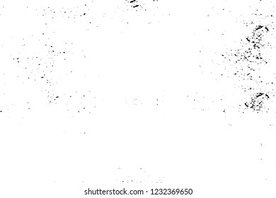 Grunge overlay layer. Abstract black and white vector background. Monochrome vintage surface with dirty pattern in cracks, spots, dots. Old wall in dark horror style design