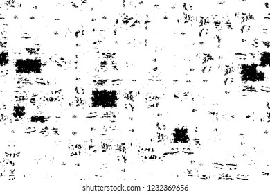Grunge overlay layer. Abstract black and white vector background. Monochrome vintage surface with dirty pattern in cracks, spots, dots. Old wall 