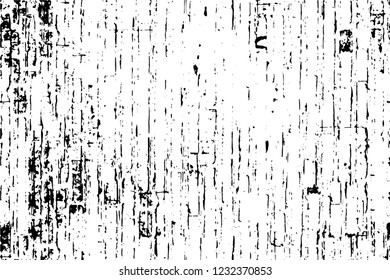 Grunge overlay layer. Abstract black and white vector background. Monochrome vintage surface with dirty pattern in cracks, spots, dots. Old wall in dark horror style design