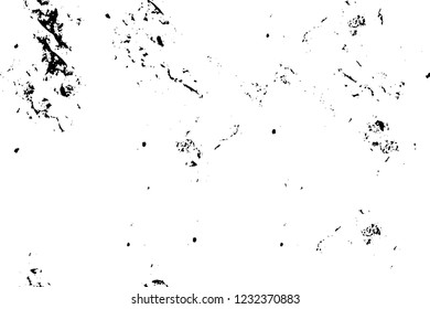 Grunge overlay layer. Abstract black and white vector background. Monochrome vintage surface with dirty pattern in cracks, spots, dots. Old wall in dark horror style design