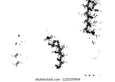 Grunge overlay layer. Abstract black and white vector background. Monochrome vintage surface with dirty pattern in cracks, spots, dots. Old wall in dark horror style design