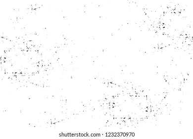 Grunge overlay layer. Abstract black and white vector background. Monochrome vintage surface with dirty pattern in cracks, spots, dots. Old wall in dark horror style design
