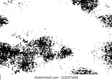 Grunge overlay layer. Abstract black and white vector background. Monochrome vintage surface with dirty pattern in cracks, spots, dots. Old wall in dark horror style design