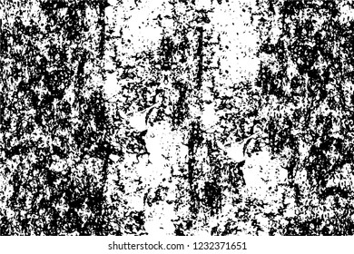 Grunge overlay layer. Abstract black and white vector background. Monochrome vintage surface with dirty pattern in cracks, spots, dots. Old wall in dark horror style design