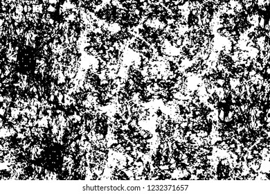 Grunge overlay layer. Abstract black and white vector background. Monochrome vintage surface with dirty pattern in cracks, spots, dots. Old wall in dark horror style design
