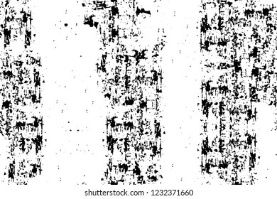 Grunge overlay layer. Abstract black and white vector background. Monochrome vintage surface with dirty pattern in cracks, spots, dots. Old wall in dark horror style design