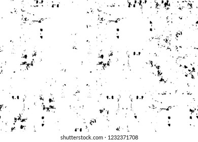 Grunge overlay layer. Abstract black and white vector background. Monochrome vintage surface with dirty pattern in cracks, spots, dots. Old wall in dark horror style design