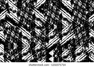 Grunge overlay layer. Abstract black and white vector background. Monochrome vintage surface with dirty pattern in cracks, spots, dots. Old wall in dark horror style design