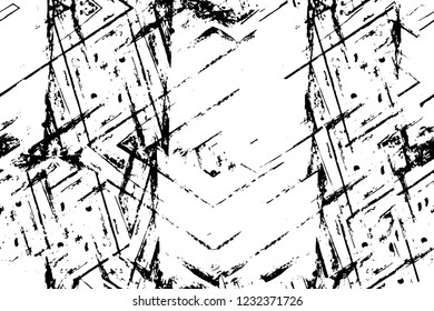 Grunge overlay layer. Abstract black and white vector background. Monochrome vintage surface with dirty pattern in cracks, spots, dots. Old wall in dark horror style design