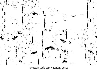Grunge overlay layer. Abstract black and white vector background. Monochrome vintage surface with dirty pattern in cracks, spots, dots. Old wall in dark horror style design