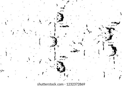Grunge overlay layer. Abstract black and white vector background. Monochrome vintage surface with dirty pattern in cracks, spots, dots. Old wall in dark horror style design