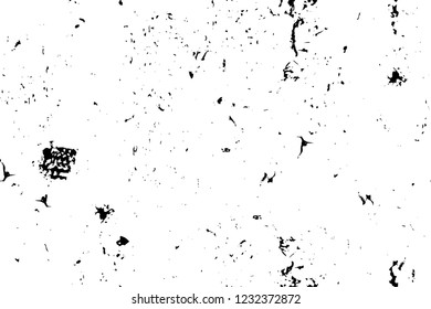 Grunge overlay layer. Abstract black and white vector background. Monochrome vintage surface with dirty pattern in cracks, spots, dots. Old wall in dark horror style design