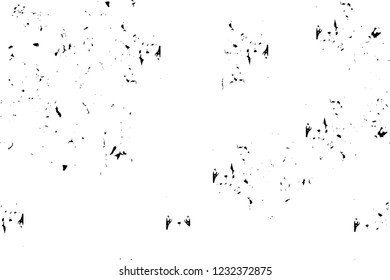 Grunge overlay layer. Abstract black and white vector background. Monochrome vintage surface with dirty pattern in cracks, spots, dots. Old wall in dark horror style design