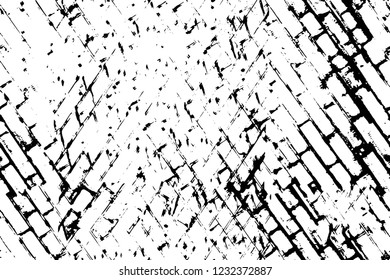 Grunge overlay layer. Abstract black and white vector background. Monochrome vintage surface with dirty pattern in cracks, spots, dots. Old wall in dark horror style design