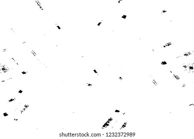 Grunge overlay layer. Abstract black and white vector background. Monochrome vintage surface with dirty pattern in cracks, spots, dots. Old wall in dark horror style design