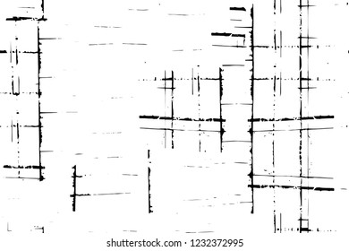 Grunge overlay layer. Abstract black and white vector background. Monochrome vintage surface with dirty pattern in cracks, spots, dots. Old wall in dark horror style design
