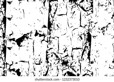 Grunge overlay layer. Abstract black and white vector background. Monochrome vintage surface with dirty pattern in cracks, spots, dots. Old wall in dark horror style design