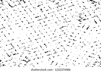 Grunge overlay layer. Abstract black and white vector background. Monochrome vintage surface with dirty pattern in cracks, spots, dots. Old wall in dark horror style design