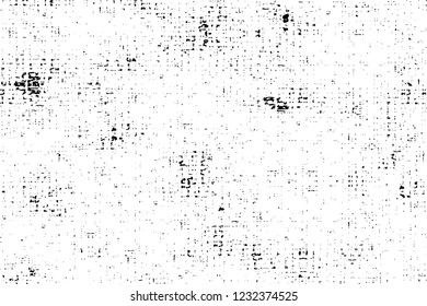 Grunge overlay layer. Abstract black and white vector background. Monochrome vintage surface with dirty pattern in cracks, spots, dots. Old wall in dark horror style design