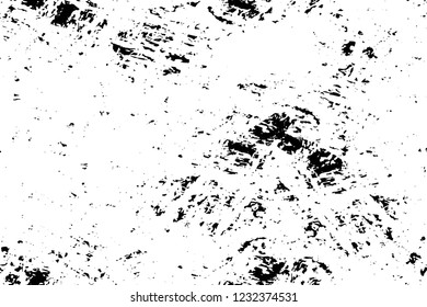 Grunge overlay layer. Abstract black and white vector background. Monochrome vintage surface with dirty pattern in cracks, spots, dots. Old wall in dark horror style design