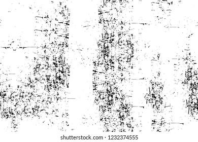 Grunge overlay layer. Abstract black and white vector background. Monochrome vintage surface with dirty pattern in cracks, spots, dots. Old wall in dark horror style design