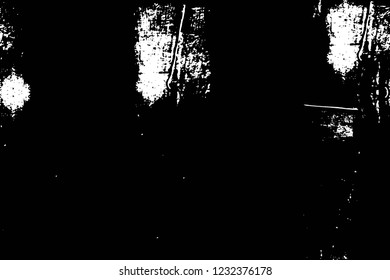 Grunge overlay layer. Abstract black and white vector background. Monochrome vintage surface with dirty pattern in cracks, spots, dots. Old wall in dark horror style design