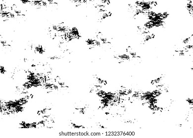 Grunge overlay layer. Abstract black and white vector background. Monochrome vintage surface with dirty pattern in cracks, spots, dots. Old wall in dark horror style design