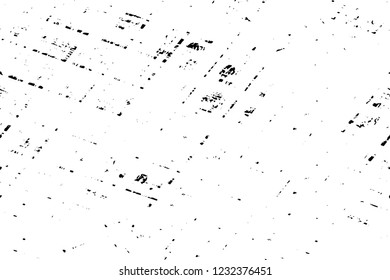 Grunge overlay layer. Abstract black and white vector background. Monochrome vintage surface with dirty pattern in cracks, spots, dots. Old wall in dark horror style design