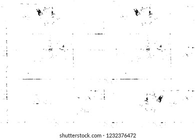Grunge overlay layer. Abstract black and white vector background. Monochrome vintage surface with dirty pattern in cracks, spots, dots. Old wall in dark horror style design