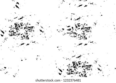 Grunge overlay layer. Abstract black and white vector background. Monochrome vintage surface with dirty pattern in cracks, spots, dots. Old wall in dark horror style design