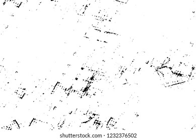 Grunge overlay layer. Abstract black and white vector background. Monochrome vintage surface with dirty pattern in cracks, spots, dots. Old wall in dark horror style design