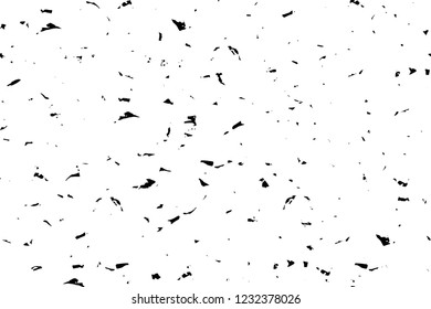 Grunge overlay layer. Abstract black and white vector background. Monochrome vintage surface with dirty pattern in cracks, spots, dots. Old wall in dark horror style design