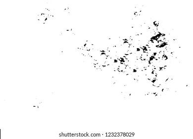 Grunge overlay layer. Abstract black and white vector background. Monochrome vintage surface with dirty pattern in cracks, spots, dots. Old wall in dark horror style design