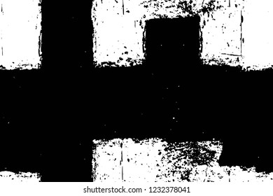Grunge overlay layer. Abstract black and white vector background. Monochrome vintage surface with dirty pattern in cracks, spots, dots. Old wall in dark horror style design