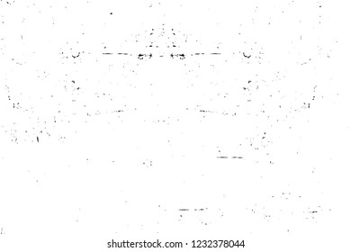 Grunge overlay layer. Abstract black and white vector background. Monochrome vintage surface with dirty pattern in cracks, spots, dots. Old wall in dark horror style design