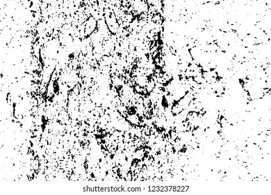 Grunge overlay layer. Abstract black and white vector background. Monochrome vintage surface with dirty pattern in cracks, spots, dots. Old wall in dark horror style design