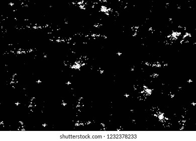 Grunge overlay layer. Abstract black and white vector background. Monochrome vintage surface with dirty pattern in cracks, spots, dots. Old wall in dark horror style design