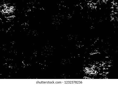 Grunge overlay layer. Abstract black and white vector background. Monochrome vintage surface with dirty pattern in cracks, spots, dots. Old wall in dark horror style design