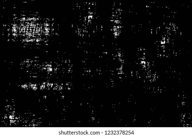 Grunge overlay layer. Abstract black and white vector background. Monochrome vintage surface with dirty pattern in cracks, spots, dots. Old wall in dark horror style design