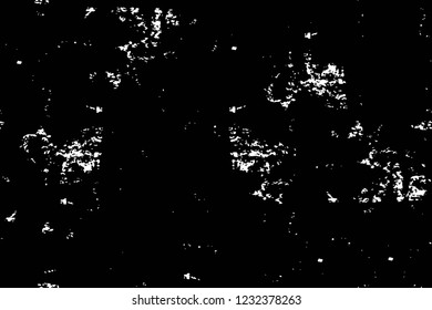 Grunge overlay layer. Abstract black and white vector background. Monochrome vintage surface with dirty pattern in cracks, spots, dots. Old wall in dark horror style design
