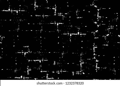 Grunge overlay layer. Abstract black and white vector background. Monochrome vintage surface with dirty pattern in cracks, spots, dots. Old wall in dark horror style design