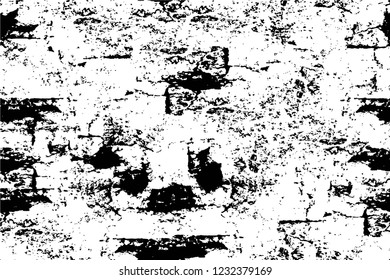 Grunge overlay layer. Abstract black and white vector background. Monochrome vintage surface with dirty pattern in cracks, spots, dots. Old wall in dark horror style design