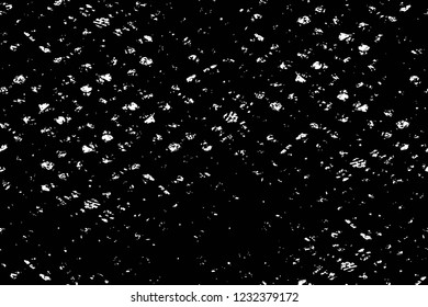 Grunge overlay layer. Abstract black and white vector background. Monochrome vintage surface with dirty pattern in cracks, spots, dots. Old wall in dark horror style design