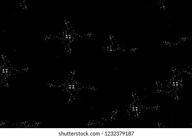 Grunge overlay layer. Abstract black and white vector background. Monochrome vintage surface with dirty pattern in cracks, spots, dots. Old wall in dark horror style design