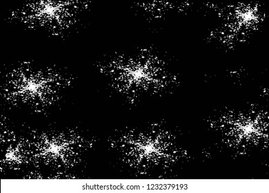 Grunge overlay layer. Abstract black and white vector background. Monochrome vintage surface with dirty pattern in cracks, spots, dots. Old wall in dark horror style design