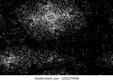 Grunge overlay layer. Abstract black and white vector background. Monochrome vintage surface with dirty pattern in cracks, spots, dots. Old wall in dark horror style design