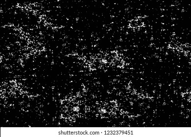 Grunge overlay layer. Abstract black and white vector background. Monochrome vintage surface with dirty pattern in cracks, spots, dots. Old wall in dark horror style design