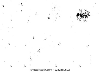 Grunge overlay layer. Abstract black and white vector background. Monochrome vintage surface with dirty pattern in cracks, spots, dots. Old wall in dark horror style design